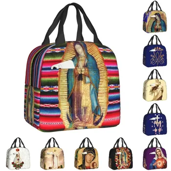 Our Lady Of Guadalupe Virgen Maria Zarape Izolate masa de Prânz Sac pentru Femei Impermeabil Fecioara Maria Catolică Termică Cooler Bento Box