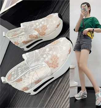 Pantofi de vara pentru Femei de Toate-Meci Saboti Platforma Perla Decorateion C Înălțime 2023 Femei de Moda de Tenis Feminin Casual Sneaker