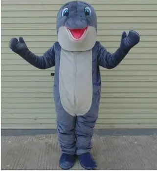 Pentru Adulti Noi De Halloween, De Crăciun Gri Delfin Mascotte Fantezie Desene Animate, Mascota Costum De Pluș Rochie Fancy Mascota Costum