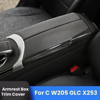 Pentru Mercedes-Benz (C W205 / GLC X253) Fibra de Carbon de Culoare Auto Interior Consola centrala Cotiera Cutie Trim Proteja Capacul