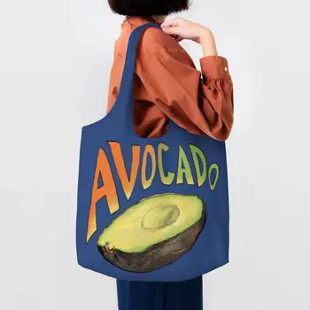 Personalizat Avocado Panza, Pungi De Cumpărături Femei Lavabil Capacitate Mare De Alimente Fructe Vegan Shopper Tote Pungi Fotografie Genți De Mână