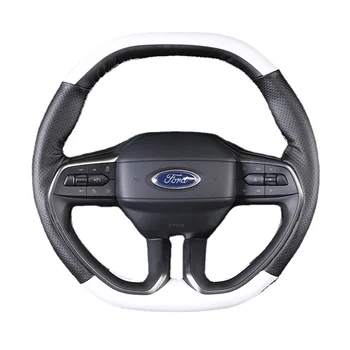 Personalizate de Mână Cusut Panglica Volan Masina Acoperire pentru Ford Edge Double D-type din Piele Auto Interior Accesorii