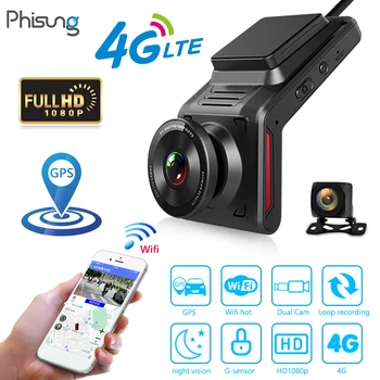 Phisung K18 1080P 4G WiFi Dashcam Video Auto cu GPS Dash Camera Retrovizoare cu 128GB Camera Oglinda Retrovizoare Tahograf Inversa