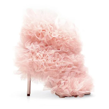 Phoentin Designer 3D Dantelă Flori peep toe vara Cizme femei sexy, Sandale cu Toc subțire de Mare petrecere de nunta Pantofi roz alb FT2665