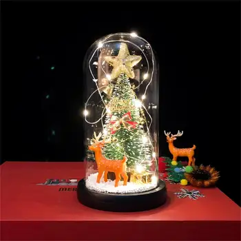 Pomul de crăciun Cadouri Fermecător Elegant Rafinat Mini Brad de Craciun Cadou Cupolă de Sticlă de Afișare pentru Acasă