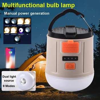 Portabil Camping Lanterne USB Reîncărcabilă în aer liber Cort de Lumină de Urgență Manivelă Generarea de Energie 2400mAh Piața de Noapte Lampa