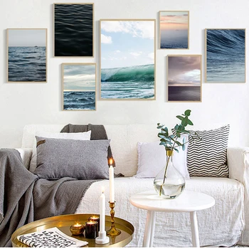 Poze De Perete Pentru Camera De Zi Dormitor Casa Mare, Ocean, Val Peisaj Arta De Perete Panza Pictura Nordică Postere Si Printuri