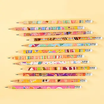 Profesorul Creioane de Desene animate Drăguț Model Creioane Distractiv Festiv Ziua de 24 Creioane Creioane din Lemn cu partea de Sus Radiere pentru Copii Ziua de nastere