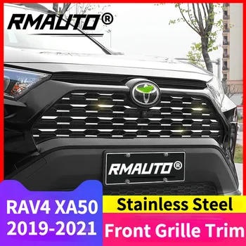 RAV4 XA50 Grila Fata Tapiterie Chrome Garnitura Capac Autocolante din Inox Pentru Toyota RAV4 XA50 2019-2021 Accesorii Auto