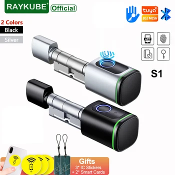 RAYKUBE S1 Tuya BLE TT Blocare Inteligent Electronic de Blocare a Ușii cu DIY Cilindru de Bază de Amprente APP Cheile IC Card de Deblocare pentru Home Hotel