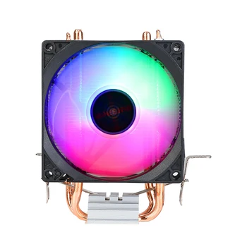 RGB Cooler CPU 2 Heat Pipe 9cm CPU Cooler Fan Hidraulice, Rulmenti Colorate Efect de Lumină Mut calculatoare-Accesorii pentru procesor INTEL AMD