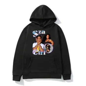Rapper-ul SZA SOS Album Print Hoodie 90 Vintage Negru Hanorac Bărbați Femei Supradimensionat Hip Hop Harajuku Hanorace Fleece Unisex