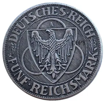 Reproducerea Argint Placat cu Germania 5 Reichsmark 1930 Monedă 30mm Decorative monedă Comemorativă