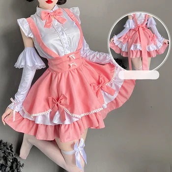 Roz Dulce Lolita Rochie Japoneze Kawaii Fata De Scoala Menajera Costume Cosplay Lolita Bunny Joc De Rol Halloween Uniformă De Chelneriță 2023
