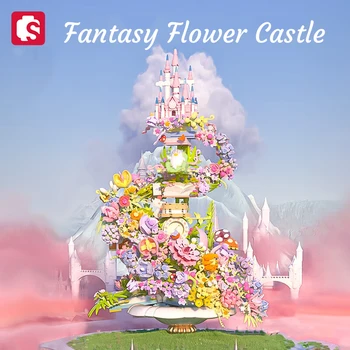 SEMBO 3060pcs Fantezie Cascada de Flori Arhitectura Castelului Blocuri MOC Romantic Decor Acasă Cărămizi Cadouri de Vacanță Pentru Fata
