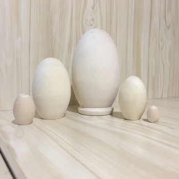 Set de 5 Nevopsite Gol din Lemn Forma de Ou Păpuși Cuiburi rusă DIY Copii Pictura Ouă de Paști
