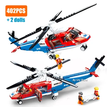 Sluban M38-B0886 402Pcs Oraș Serie de Seturi de Aeronave de Salvare Elicopter Model de Avion Blocuri de BRICOLAJ, Jucarii pentru Copii Băieți Cadou 2022