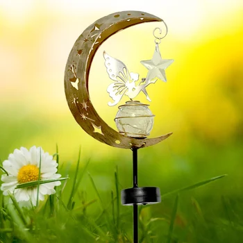 Solar Moon Fairy Lampa de Fier Ambarcațiuni Hollow Moon Light Moderne Ins Stil Solare Decorative de Lumină pentru Gazon pentru Gradina Parcare