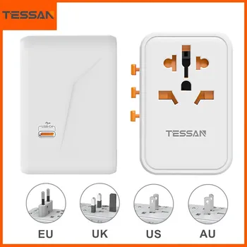 TESSAN Universal la nivel Mondial de Călătorie Adaptor cu USB și Tipul C cu Încărcare Rapidă Internaționale Adaptor de Alimentare UE/marea BRITANIE/SUA/AU Plug pentru Călătorie