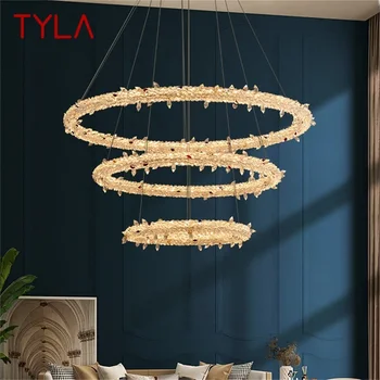 TYLA Moderne Lampă de Pandantiv Rotund Inele de Aur cu LED, Candelabru de Cristal Decorative Pentru Hotel Living Sufragerie Lumina