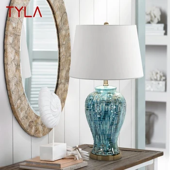 TYLA de Ceramică Contemporană, Lampa de Masa LED-uri Creative Stil American Birou Albastru Lumină pentru Decor Acasă Living Dormitor