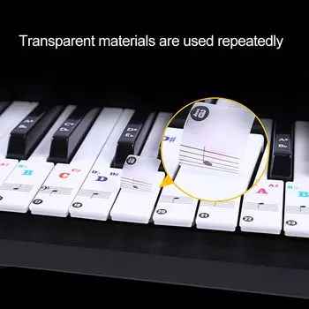 Tastatură De Pian Autocolante Colorate Transparente Pentru Clape De Pian Autocolante Pentru 49/61/76/88 Set Complet Autocolante Pian Spectru Autocolant