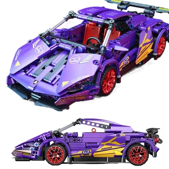 Tehnic Masina Sport Violet Lanbo Blocuri Kit de Curse de Viteză Vehicul Trage Înapoi Supercar Model 455pcs Puzzle Jucării pentru Băiat
