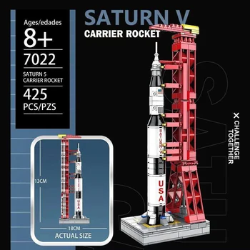 Tehnice Racheta Saturn V A Orașului Spațiu Stație De Transfer Lansa Modelul Blocuri Caramizi Satelit De Explorare Jucarii Pentru Copii