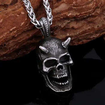 Titan Oțel Inoxidabil Viking Colier Craniu Nordic Odin Om Amuleta Pandantiv Personalizat Moda Punk Bijuterii en-Gros