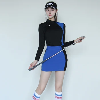 Toamna Noul Golf pentru Femei Set cu mâneci Lungi Tricou Polo Exterioare de protecție Solară Sport uscare Rapida Anti orbire Wrap Fusta Șold