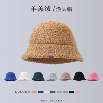 Toamna și Iarna Noua Culoare Solidă Plus Găleată Pălării pentru Femei și Japoneză Retro Versatil Casual Cald Bazinul Capace pentru Bărbați