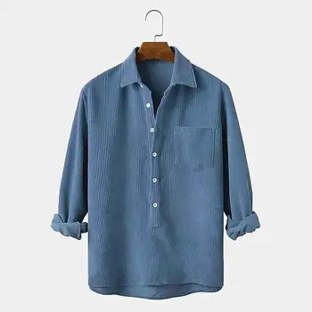 Topuri 2023 Oameni Noi Solidă Toate-meci de Catifea Conceput Bluza Casual Streetwear Stil Masculin Maneca Lunga Buzunar Tricouri S-2XL