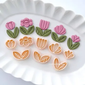 Tulip Daisy Lut Polimeric Cutter DIY Moale Ceramică Cercei Floare Lasă Lut Brosa Bijuterii Decorative de Modelare, Tăiere Mor Instrumente