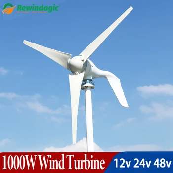 Turbina eoliana 1000w Generator Eolian 24v 48v 12v cu Controler MPPT Sistem Portabil Morile de vânt Energia Liberă 3/5 Lame