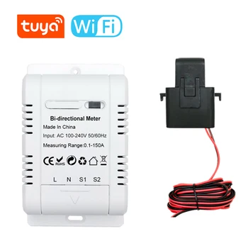 Tuya WiFi Inteligent monofazat Contor de Energie Solară PV Sistem Bidirecțional cu 150A Clemă Senzor de Curent Transformator de Putere Monitor