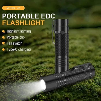 V8 800 de Lumeni de Lumină Puternică EDC Portabil cu Lanterna LED-uri USB baterie Reincarcabila Built-in Baterie 18650 Mini Lanterna în aer liber Lampă de Urgență