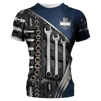 Vara 3D tricou casual tricou de moda de îmbrăcăminte respirabil mecanic tricou pentru bărbați T-shirt mașină de imprimare mâneci scurte