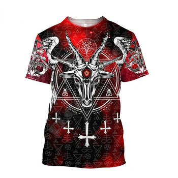 Vara Satan Diavolul Tricouri Barbati 3D Print Short Sleeve T-Shirt de Vară de Moda Harajuku Unisex Tricouri Topuri