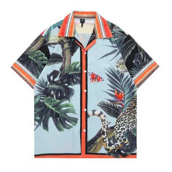 Vara Vintage Pictură În Ulei Tricouri Imprimate, Pentru Bărbați Streetwear Harajuku Bluza Maneca Scurta 2022 Casual, Buton Camasa