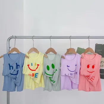 Versiunea coreeană Vesta Casual Set 2piece Haine pentru Copii Vara Vrac Pijamale, Costume de Fată Copilul fără Mâneci Topuri, pantaloni Scurți