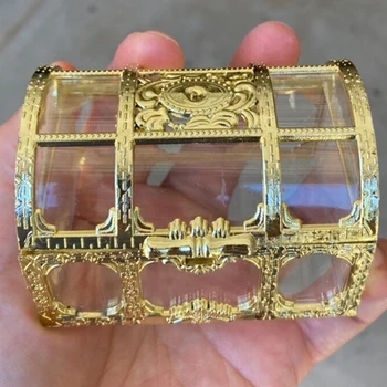 Vintage Comoară De Bijuterii Casete Pirat Monedă De Aur Cazul Femeilor Inel Cercei De Depozitare Transparente Afișa Caseta De Depozitare Organizator