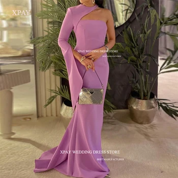 XPAY Arabia arabe Femei Violet Sirena Rochii de Seara Mâneci Lungi Sacou Formal de Bal, Rochii de Ocazie Costum Elegant, Stretch