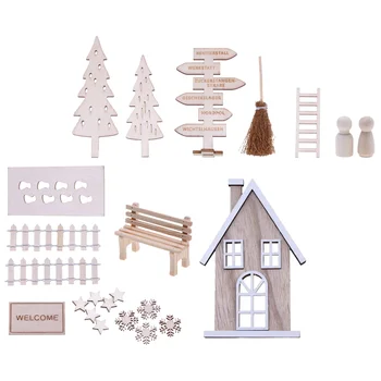 Xmas Scena Layout Prop Decor De Crăciun Modele De Piese Miniaturale Ornament Kit Decoratiuni Casa Ușă