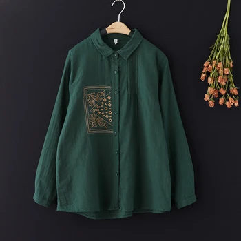 YCMYUNYAN Broderie Vintage Bluze de Vara 2023 Liber Maneca Lunga Topuri Doamnelor Îmbrăcăminte Noul Stil Chinezesc Femei Tricouri