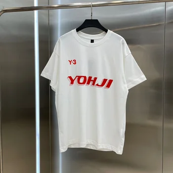 Yamamoto Yohji Y-3 Tipărite Scrisoare Contrast de Culoare Scurte Gât Rotund Vara T-shirt pentru Bărbați Simplu Pierde Y3 Jumătate Maneca Tricou