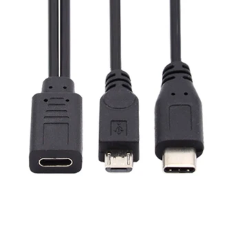 Zihan Separator de Extensie Cablu de Încărcare de Tip C USB-C de sex Feminin la USB-C USB 3.1 Type C & Micro USB de sex Masculin