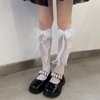 copilul bud ciorapi de mătase subțire de vară fată șosete lolita organza model plasă mare bowknot unghii șirag de mărgele dragostea lor de vițel șosete