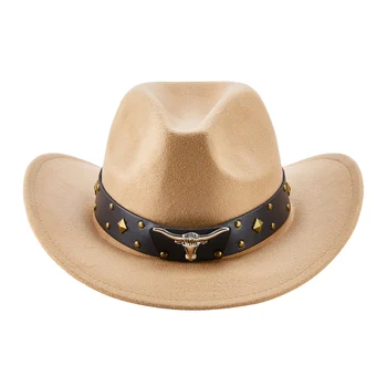 hirigin Vest Pălărie de Cowboy pentru Femei, Bărbați Clasic Pălărie Cowgirl cu Curea Largă în aer liber Palarie de Soare