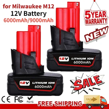 pentru Milwaukee M12 12V Baterie de 6000mAh Li-ion Baterii de schimb Milwaukee M12 Scule electrice cu Acumulator 48-11-2402 48-11-2411 Baterii