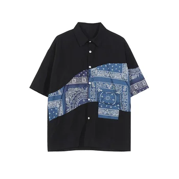 trendy design de brand mozaic de flori tricou de vara barbati high street scurt ropa haine camasi pentru barbati